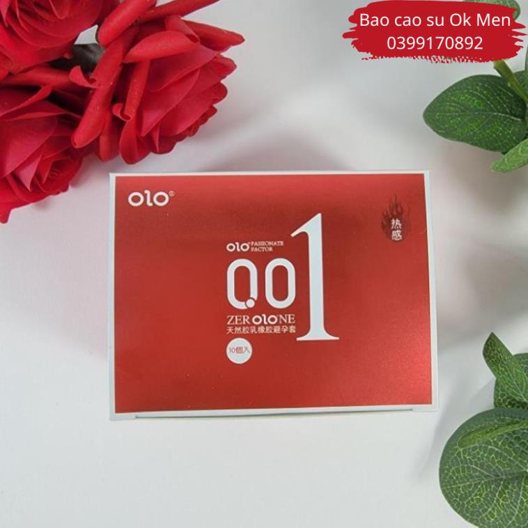 Bao Cao Su OLO 001 Đỏ, bcs Trơn, Siêu Mỏng, Nhiều Gel Bôi Trơn, Truyền Nhiệt hộp 10 BCS