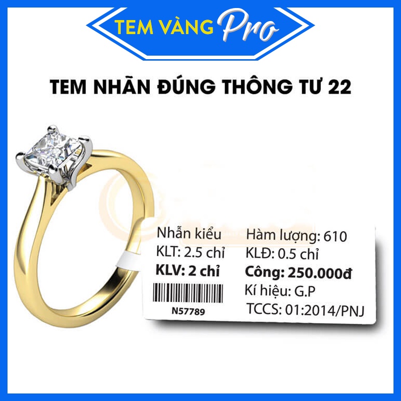Tem Vàng Nữ Trang, Tem Trang Sức  Cho Tiệm Vàng  - 2,500 Tem Loại 12mm Mực Resin ĐEN