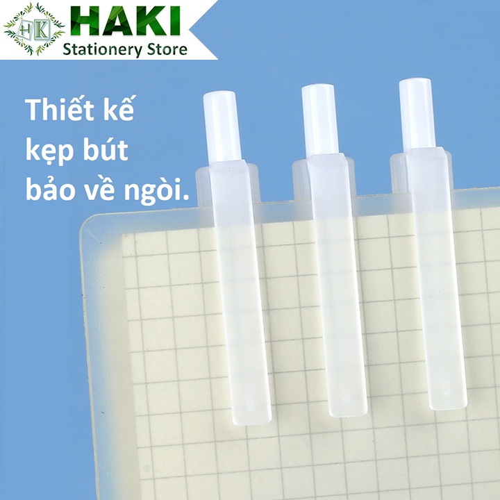 Bút bi bấm HAKI mực gel màu đen đỏ xanh ngòi 0.5mm viết trơn ra mực đều dụng cụ văn phòng phẩm B61