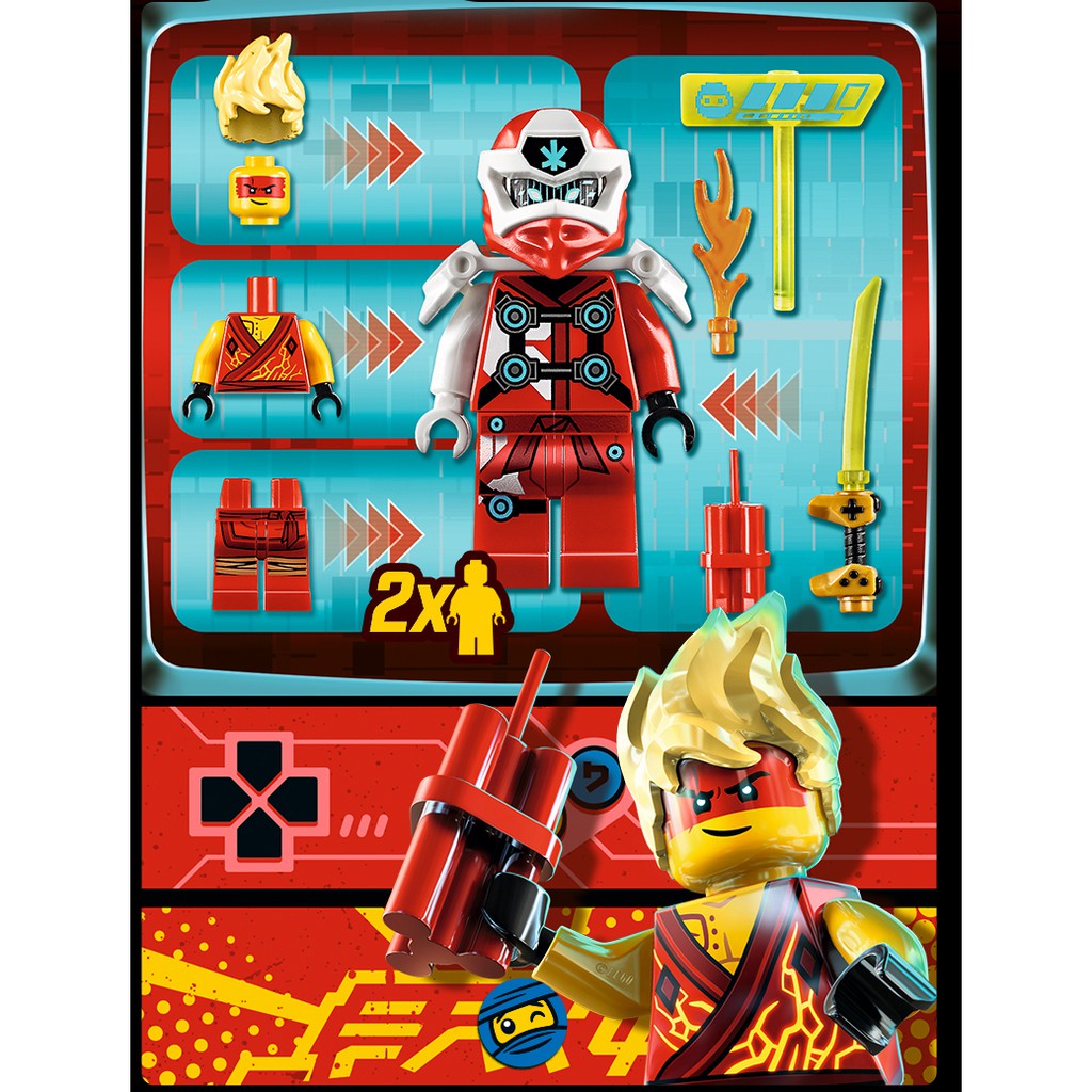 Đồ chơi lắp ráp Ninjago Lari 11479 Bộ phụ kiện Minifigures Ninja Đỏ Digi Avatar Kai và thùng game Season phần 12