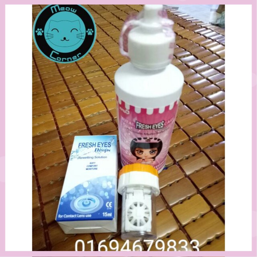 Nước ngâm, nhỏ và khay, máy rửa lens