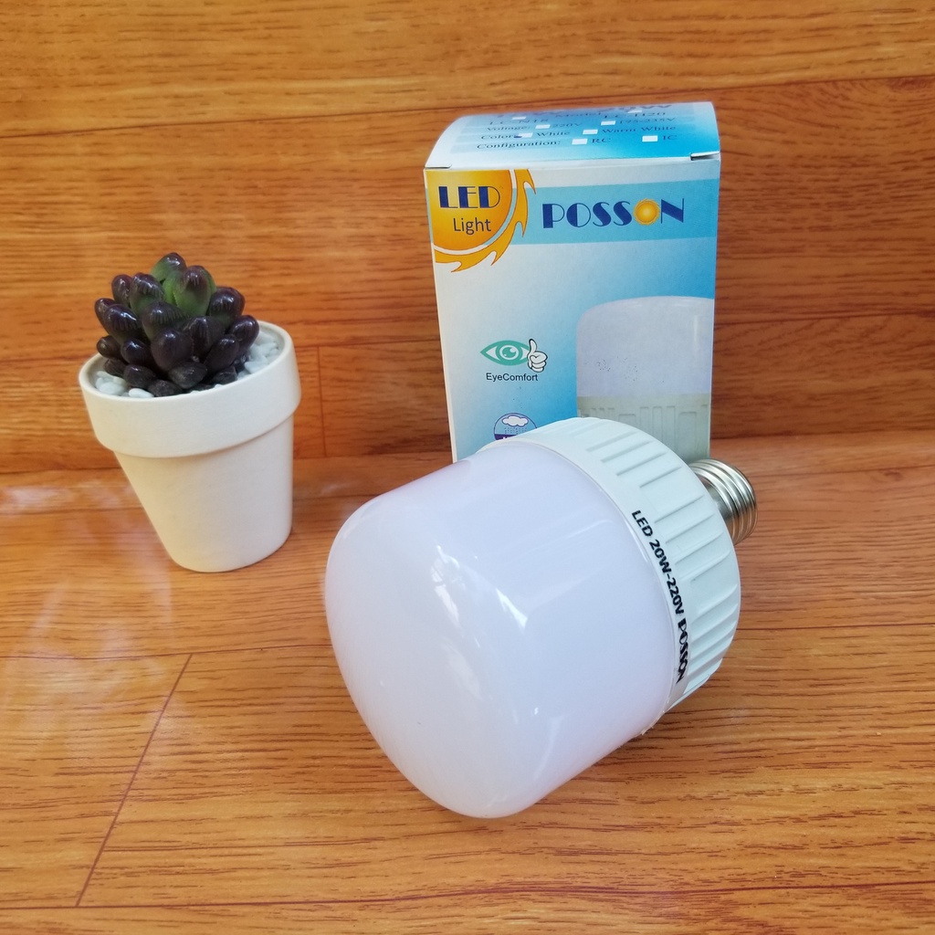 Sỉ 50 Bóng đèn Led trụ 18w 20w bup trụ bulb siêu sáng tiết kiệm điện kín chống nước Posson LC-20x