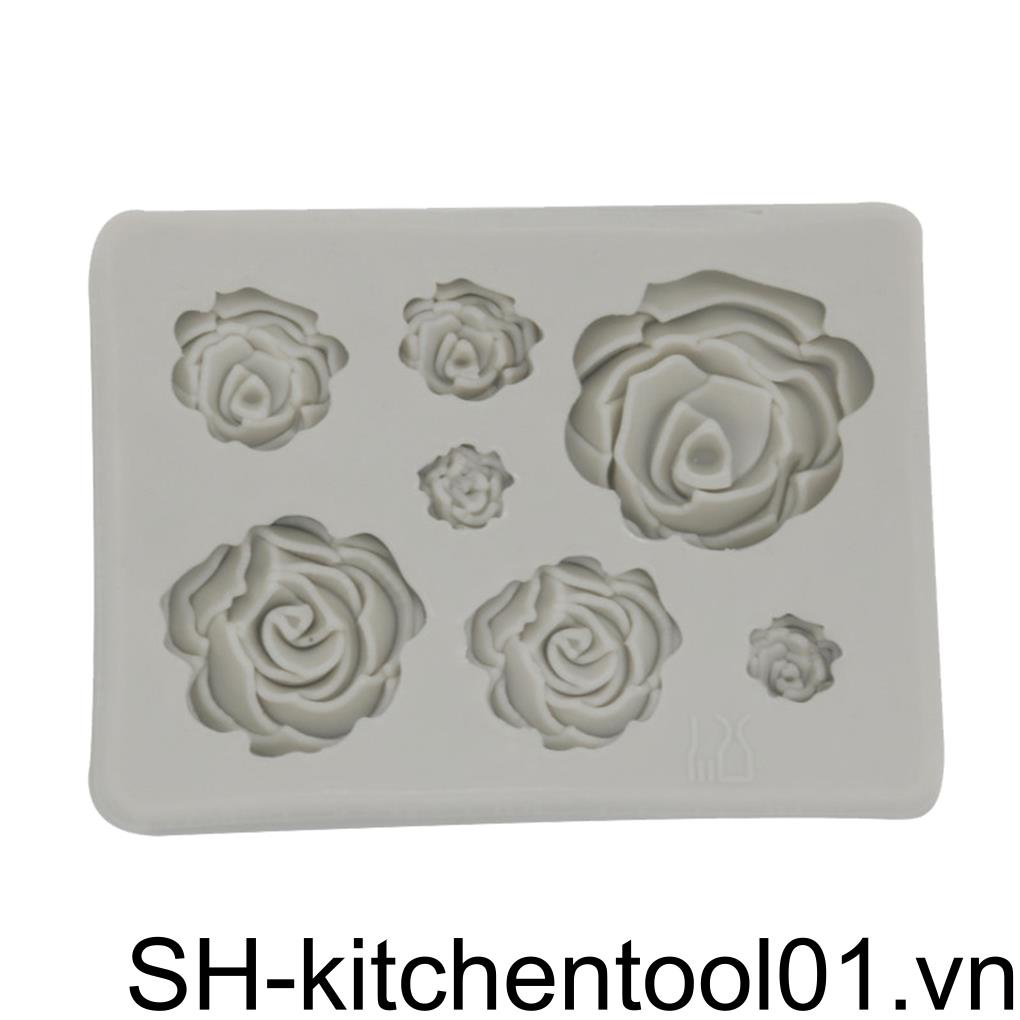 Khuôn Silicone Làm Bánh Tạo Hình Hoa Hồng 3D Dễ Thương Tiện Dụng