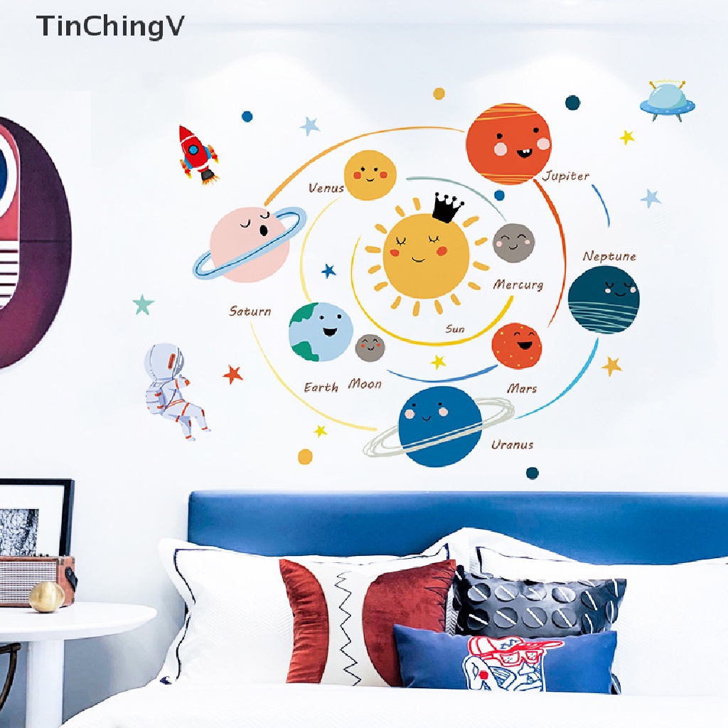 Hình dán tường hoạt hình các hành tinh trong hệ mặt trời trang trí nhà/ phòng cho bé