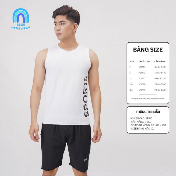 Áo sát nách thể thao Áo ba lỗ thể thao nam SPORT GYM giá rẻ mới nhất 2021 BATT12 - BLUE MENSWEAR