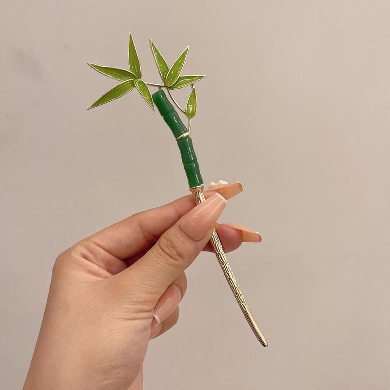 Kẹp Tóc Bằng Hợp Kim Màu Sắc Lá Tre Phong Cách Trung Hoa