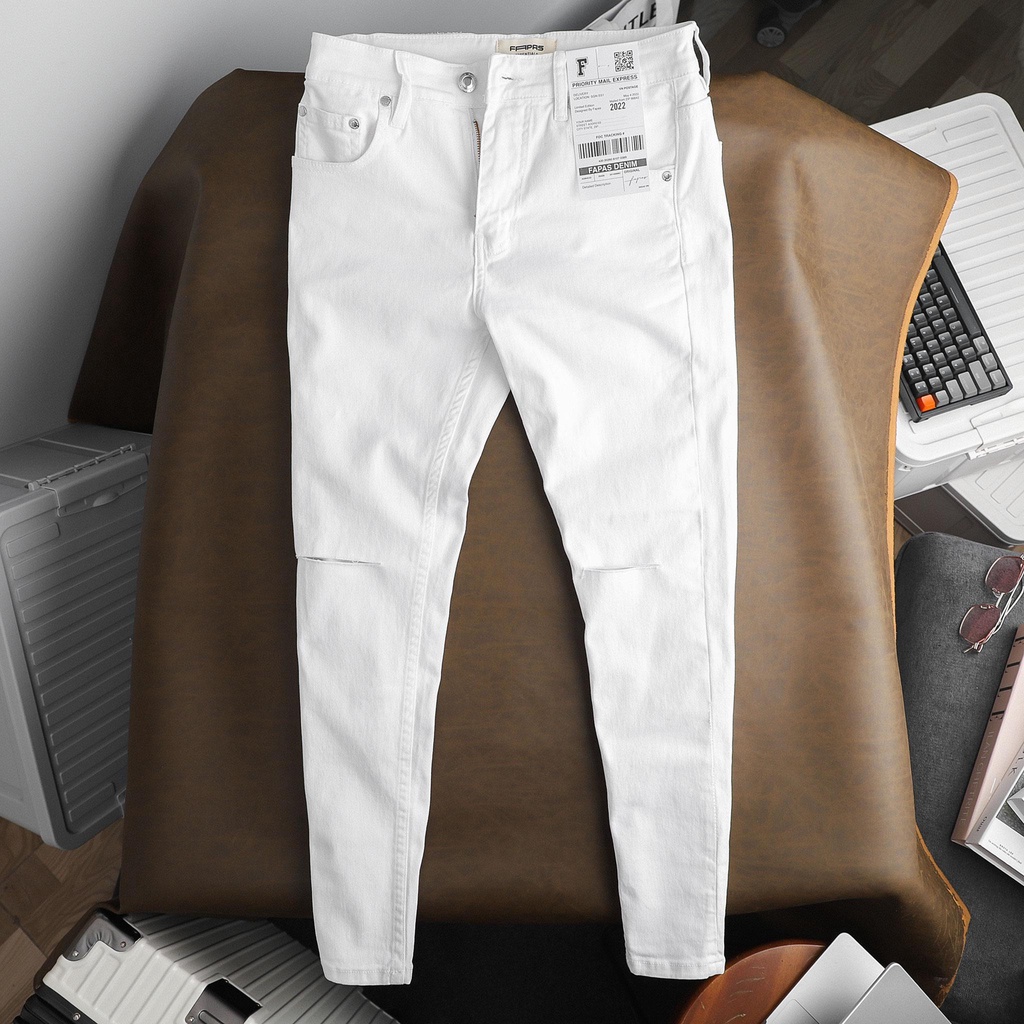 Quần Jeans Nam Chất Liệu Denim Dày Dặn Rách Gối Puth FAPAS