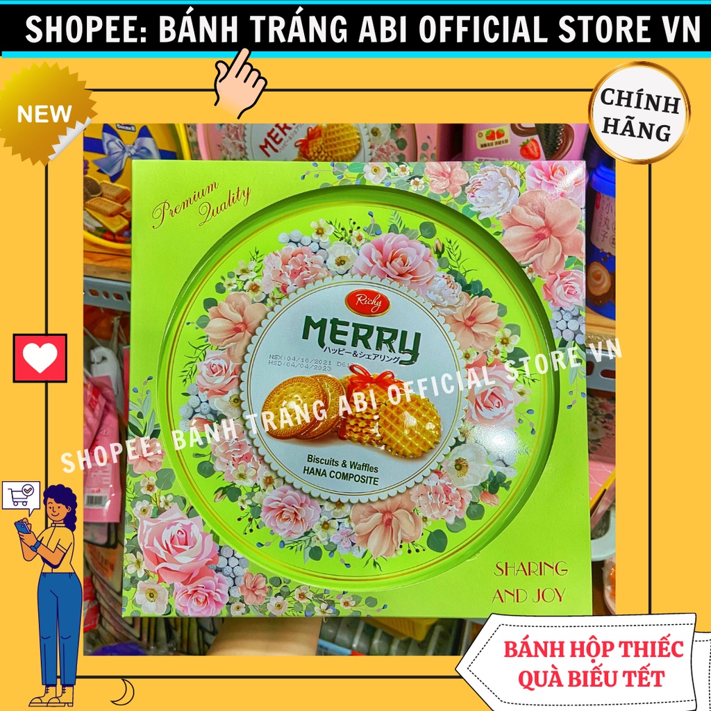 [ QUÀ TẶNG BIẾU TẾT ] HỘP THIẾC BÁNH QUY CÓ NHÂN-QUY BƠ RICHY-RITAZ GOLD  336g sang trọng mẫu đẹp tết mới 2022