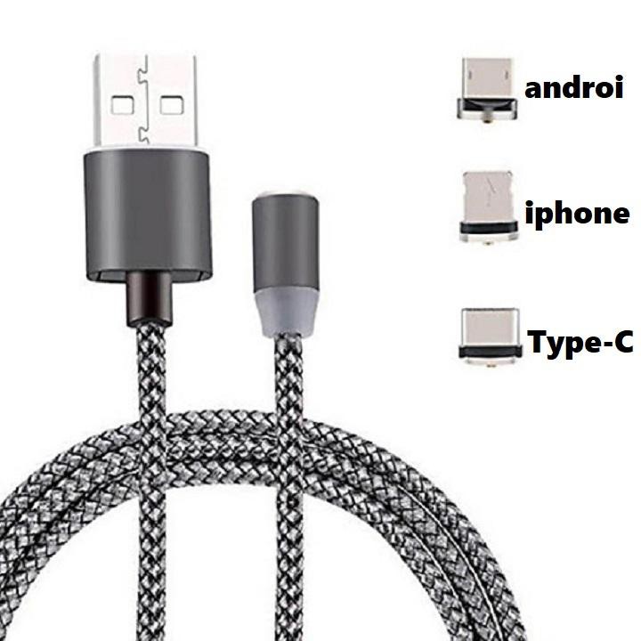 Dây Sạc Iphone/Samsung💖Dây Sạc Nam Châm 3 Đầu, micro USB | Type C