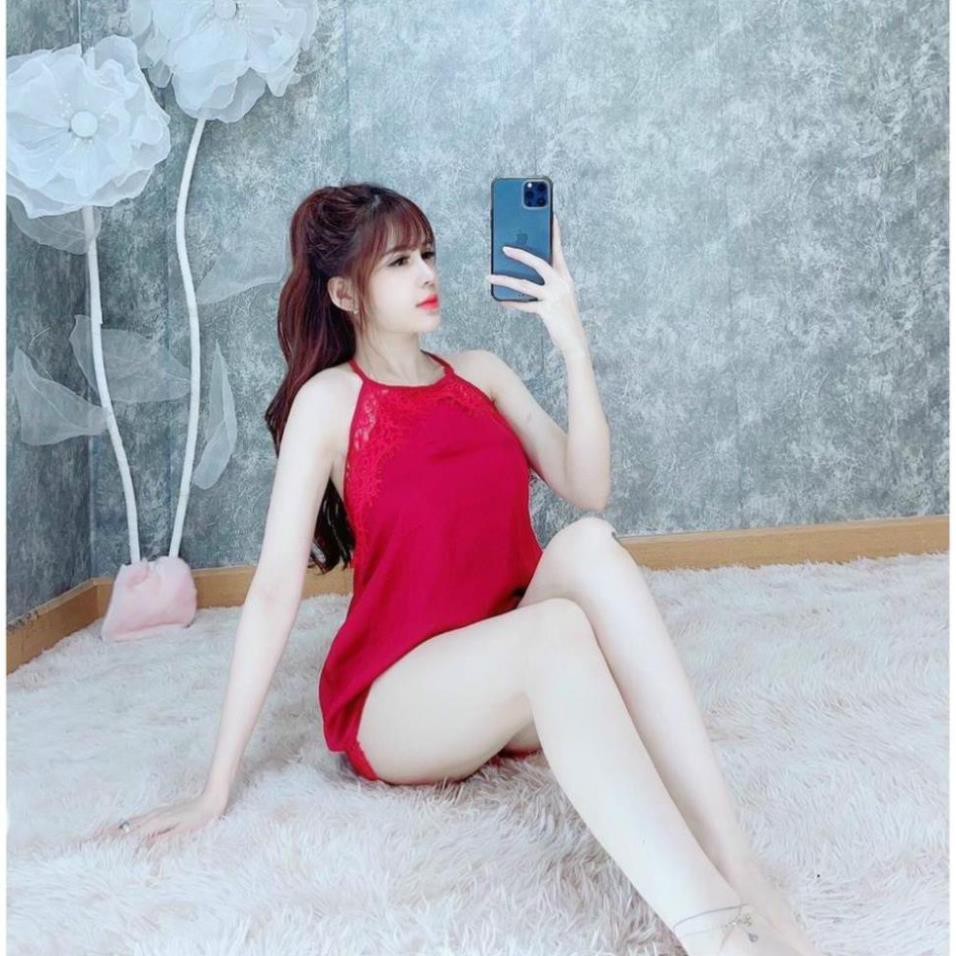Đồ ngủ nữ🌺FreeShip🌺Set bộ ngủ yếm phối ren chất liệu vải lụa satin cao cấp mềm mịn, bộ ngủ sexy freesize dưới 65kg | BigBuy360 - bigbuy360.vn