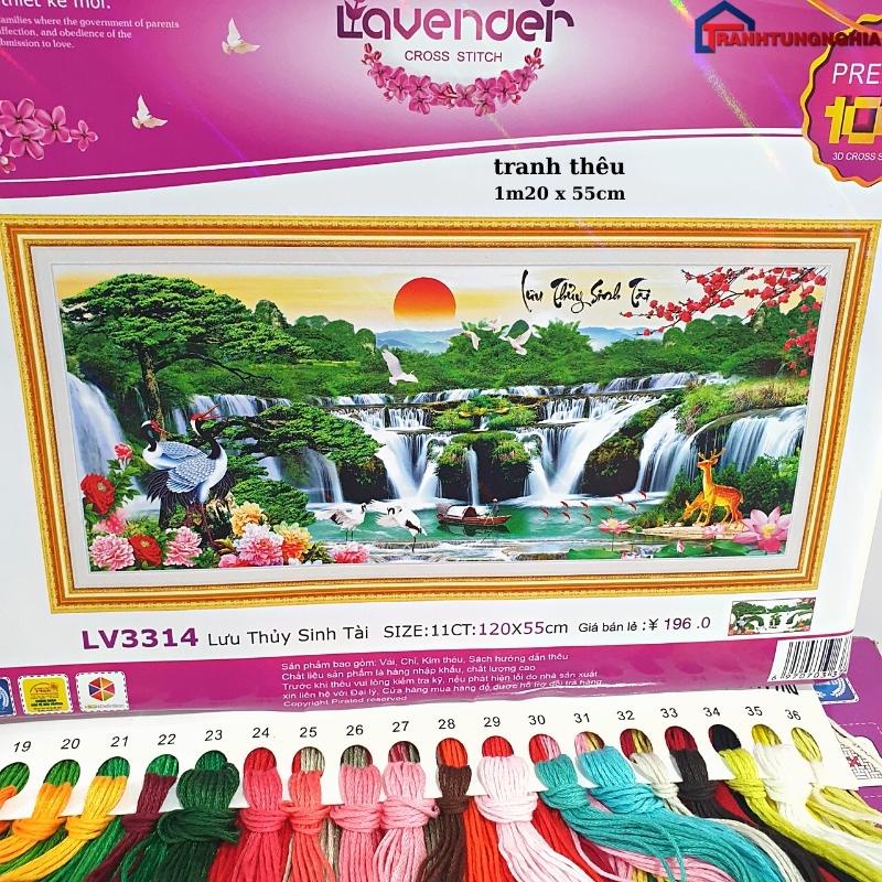 Tranh đính đá, tranh thêu chữ thập phong cảnh lưu thủy sinh tài tuyệt đẹp LV427 LV428 LV429 LV3315 LV3314