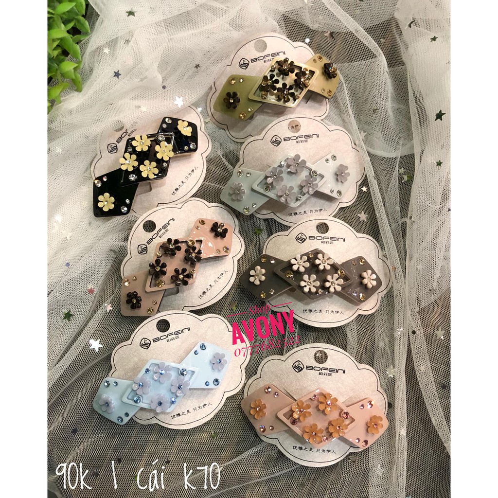 Kẹp tóc sau - Kẹp đuôi tóc, cặp tóc đính hoa nổi nhiều mẫu