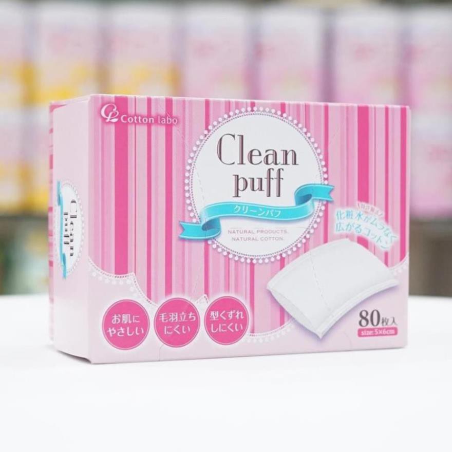 Bông tẩy trang Clean Puff cao cấp số 1 Nhật Bản 80 miếng