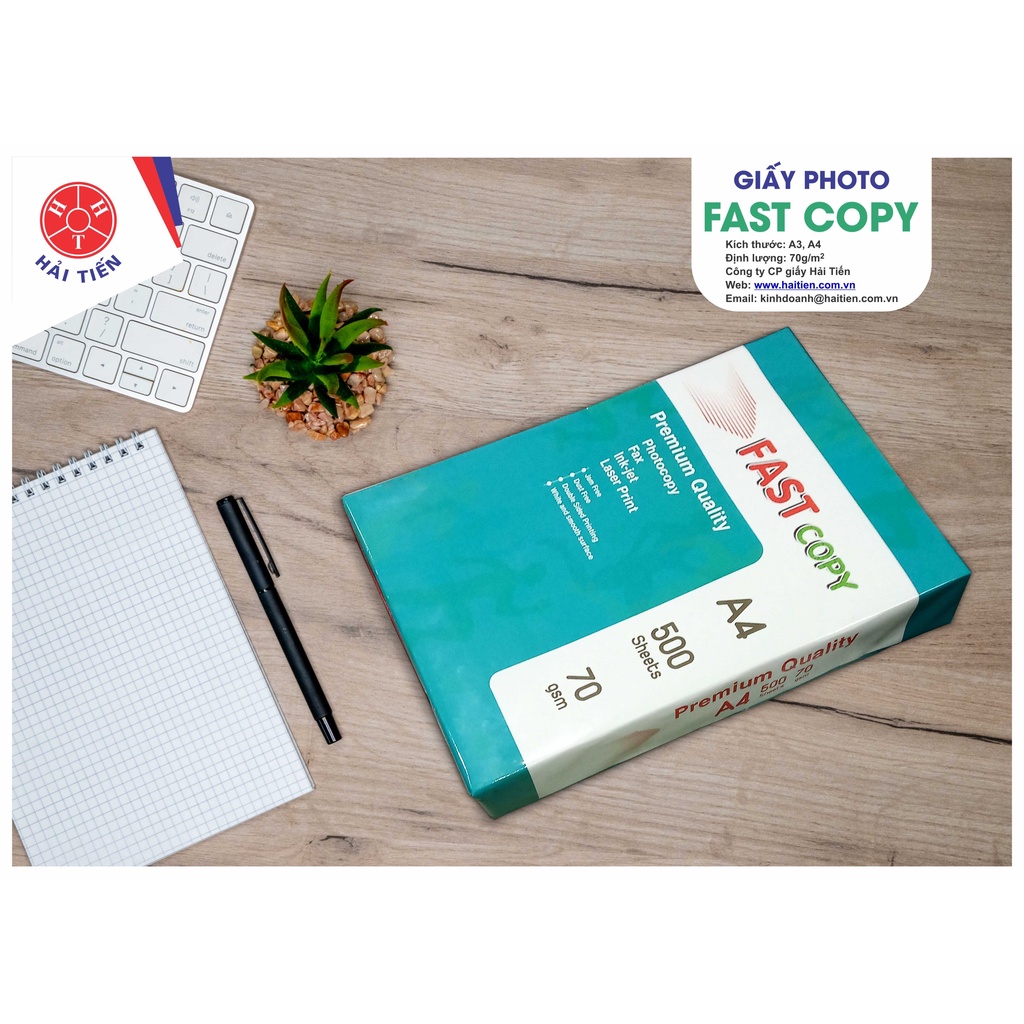 HẢI TIẾN Giấy in, photo FASTCOPY - A4/70gsm (500 tờ/ream) - 5 Reams (Đóng màng co)