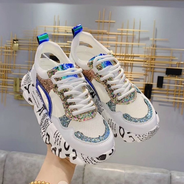 Giày Sneaker nữ lưới kim tuyến