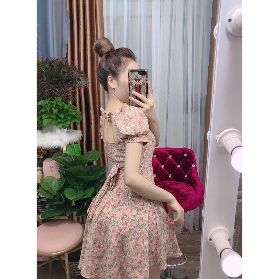 Jum hoa tay ngắn cổ vuông + Ảnh thật - P&T House