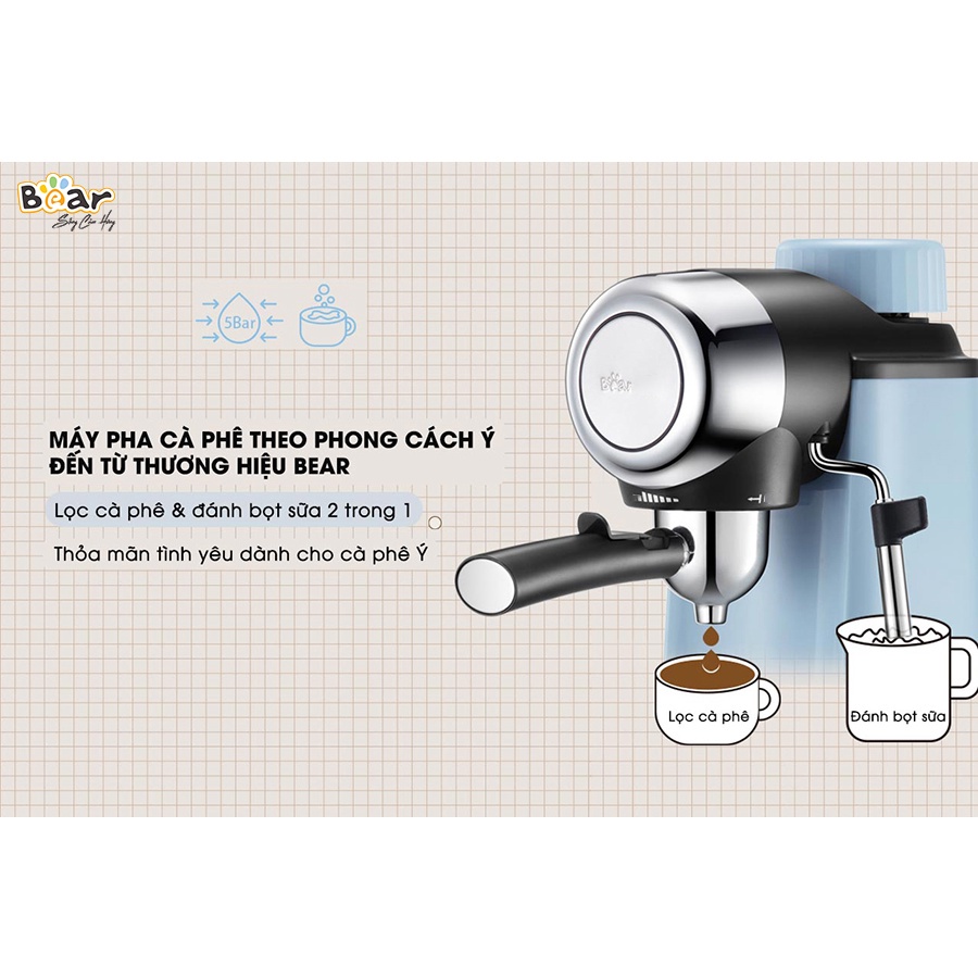 Máy pha cà phê tự động Espresso, Capuchino BEAR CF-B02V1- Hàng chính hãng, đa chức năng -Công suất 800W- BH 12 tháng!