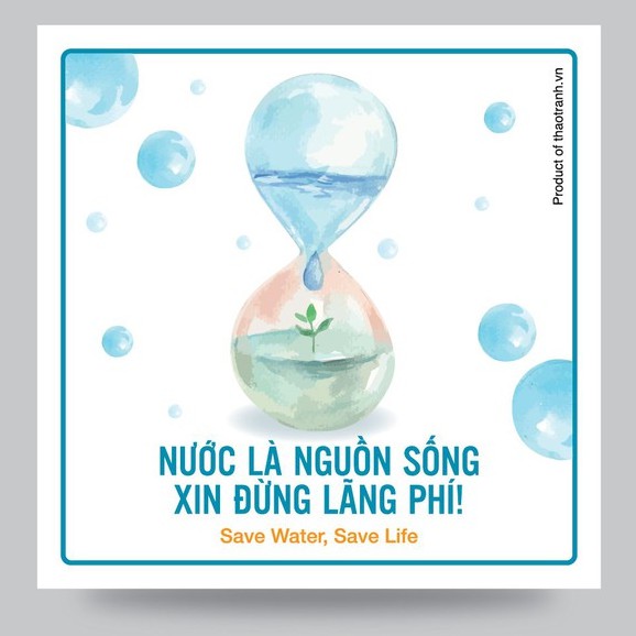 Biển Nhắc Nhở Tiết Kiệm Nước, Tắt Nước Khi Không Sử Dụng, 12x12cm, Tem Cảnh Báo - Decal - Sticker Trang Trí