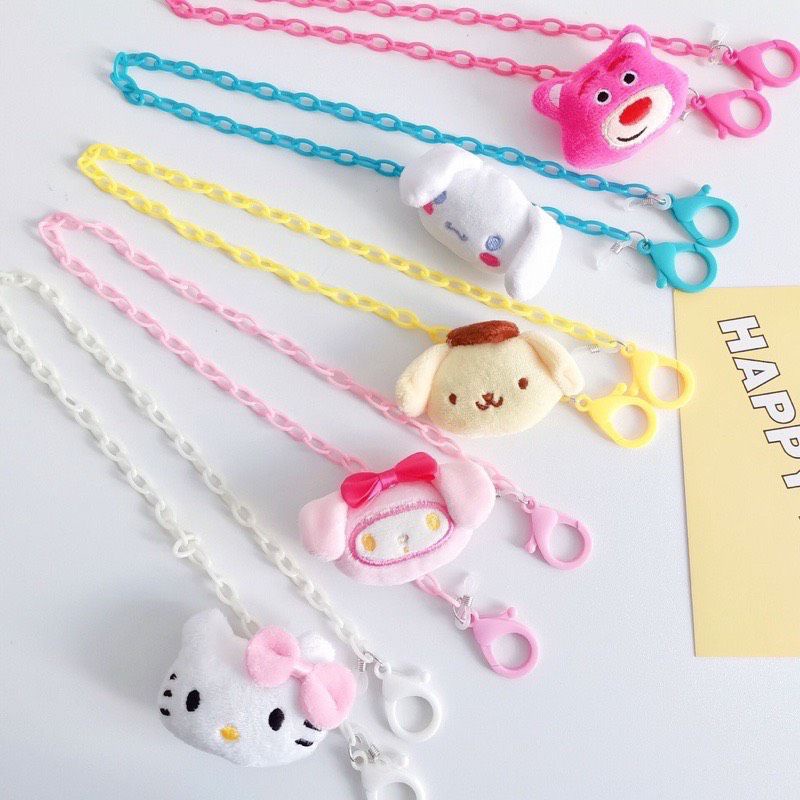 Dây đeo khẩu trang hình thú nhồi bông Gấu dâu dễ thương