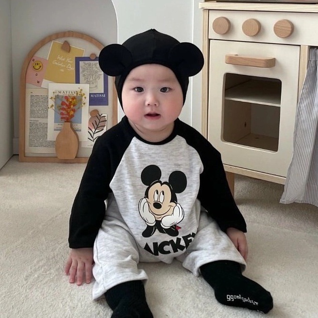 (Có clip + ảnh thật) Mũ trùm tai cho bé trai, bé gái chất cotton dày dặn, thấm hút mồ hôi tốt hình tai Mi.ckey