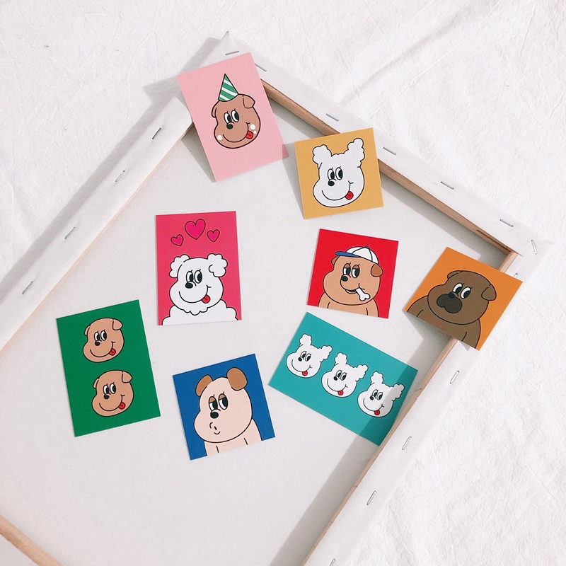 8 Picture Cards To Decorate The Room With Cartoon Dog Prints