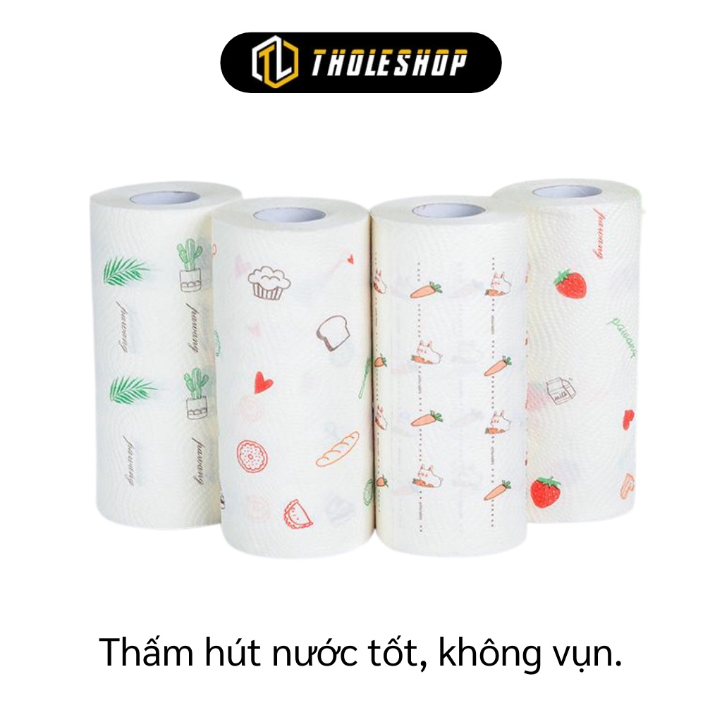 Giấy Nhà Bếp Thấm Dầu - Cuộn Khăn Giấy Thấm Dầu Mỡ, Nước 2 Lớp Hình Củ Quả 8672