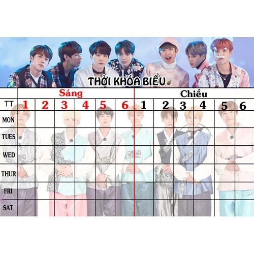 THời khóa biểu BTS