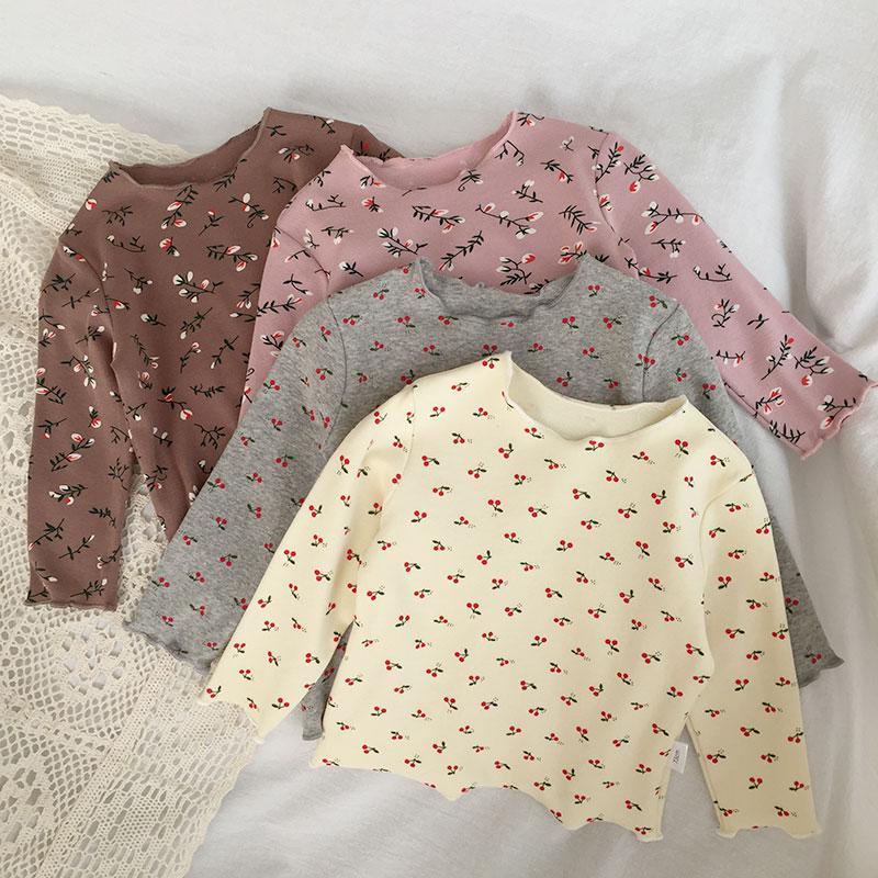 Áo Thun Tay Dài Chất Liệu Cotton In Họa Tiết Hoa Nhí Xinh Xắn Thời Trang Xuân Thu Phong Cách Hàn Quốc Cho Bé Gái