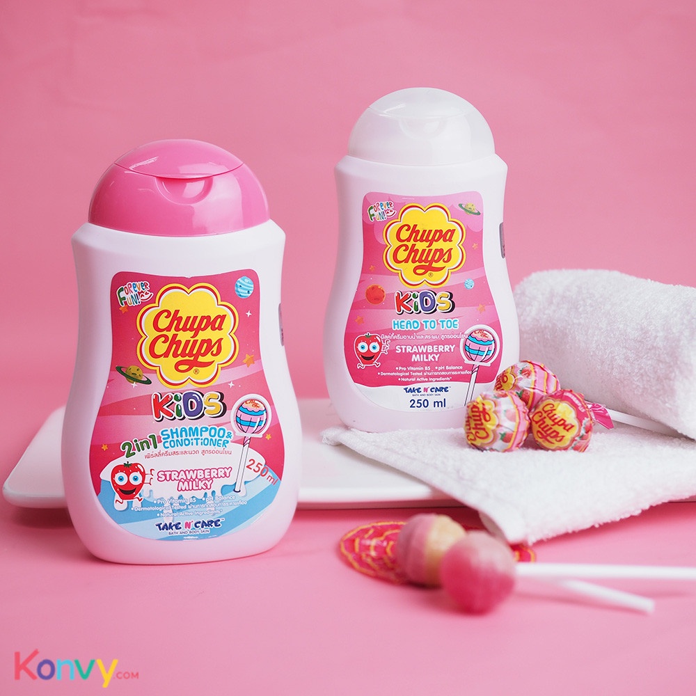 Sữa tắm Thái Lan Chupa Chups Kids Head To Toe 2in1 Tắm + Gội hương kẹo ngọt thơm công thức hữu cơ cân bằng PH - 250ml
