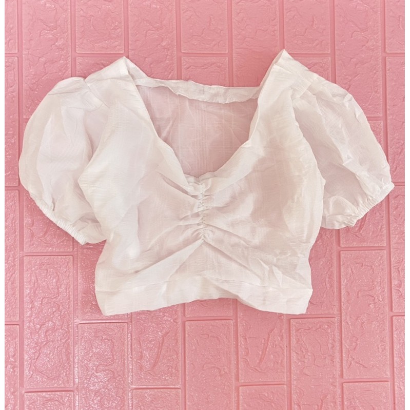 Áo croptop nhún ngực có chun eo, chất voan xốp đẹp