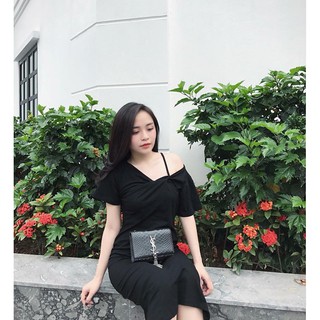 Váy body lệch vai có ảnh thật.
