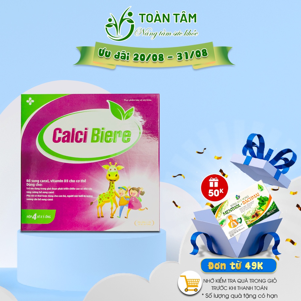 Siro CALCI BIERE cho bé, siro canxi chống còi xương cho trẻ VIGOR Toàn Tâm