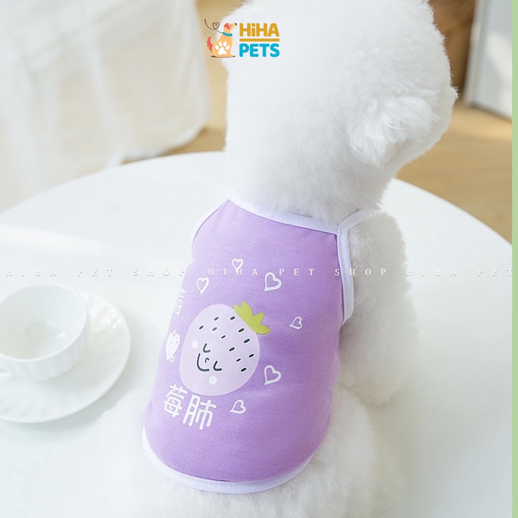 Áo Thun Ba Lỗ Cho Chó Mèo Vải Cotton Mát Mẻ Quần Áo Thú Cưng 2 Dây Mùa Hè Dễ Thương Hihapet.