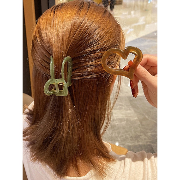 Kẹp Tóc Nhựa Acrylic Hình Trái Tim Dễ Thương Cho Nữ