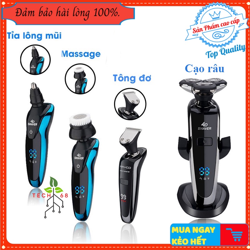 [CHÍNH HÃNG- BH 12 tháng] Máy cạo râu đa năng, 3 lưỡi linh hoạt, chống nước IPX7, cạo sát, êm, cạo khô, ướt, sạc nhanh