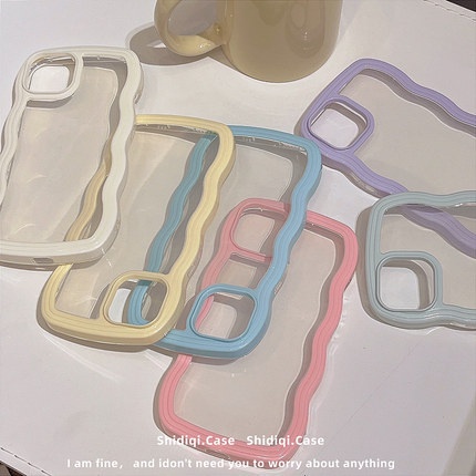 Ốp Điện Thoại Chống Sốc Màu Macaron Viền Gợn Sóng Cho IPhone 14  pro max 13 12 11 Pro Max 8 7 Plu
