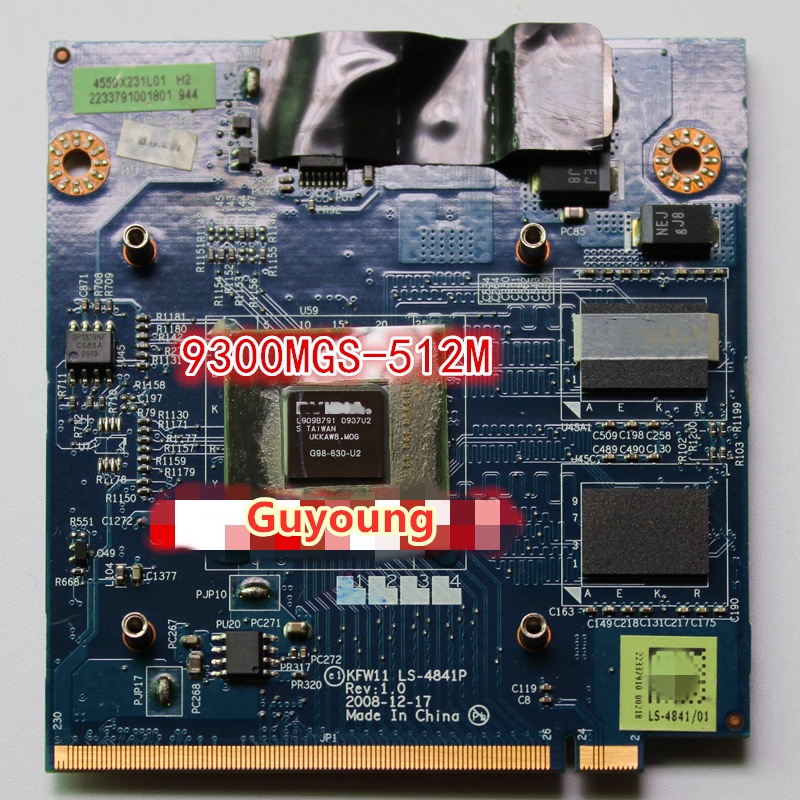 9300MGS 9300M GS Video Vga Graphic Card G98-630-U2 512MB KFW11 LS-4841P For Dell Inspiron 1427 1428