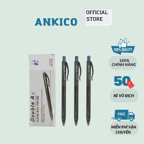Hộp 12 Bút bi Alpine Double A bút bi ngòi 0.7mm nét đậm màu xanh giá rẻ ANKICO