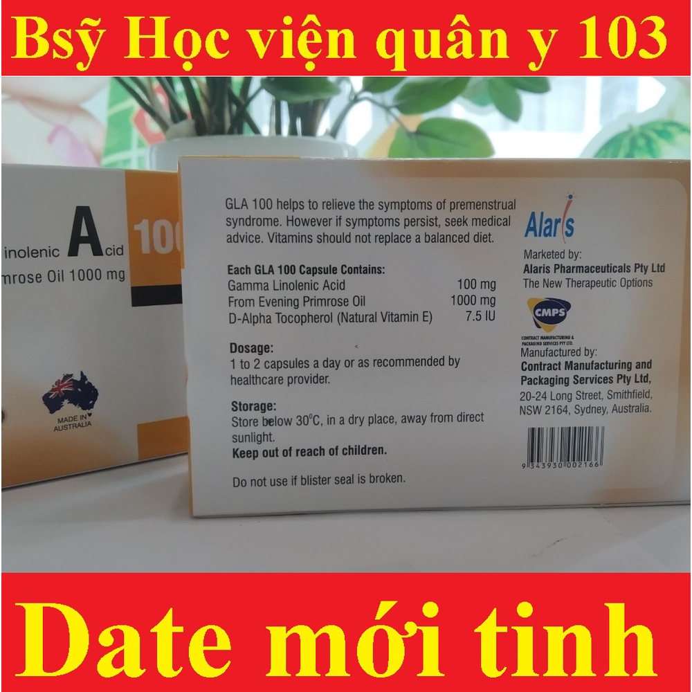 [CHÍNH HÃNG] Tinh dầu hoa anh thảo GLA 100mg -Cân bằng nội nội tiết tố nữ, hàng chính hãng của Úc [Gamma Linolenic Acid]