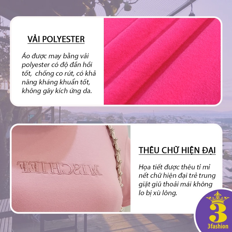 Áo Thun Nữ Dáng Ôm Tay Ngắn Cổ Tròn Thêu Chữ Màu Trơn Vải Mềm Êm Ái Trẻ Trung - MSP T03