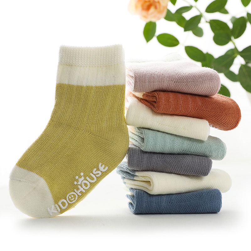 Vớ Cotton Giữ Ấm Chống Trượt Họa Tiết Kẻ Sọc Dành Cho Các Bé 0-36 Tháng Tuổi