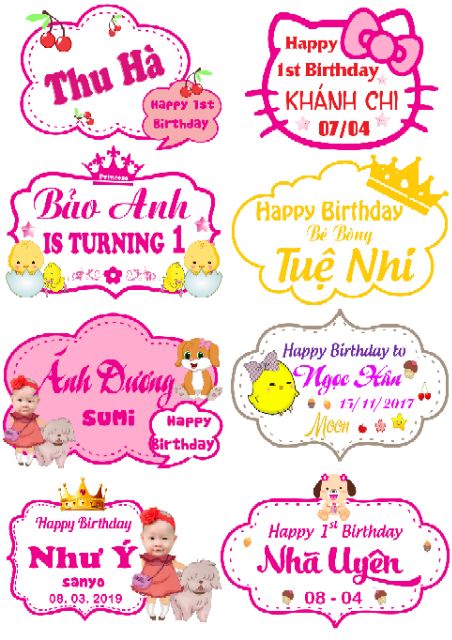 Chibi kèm bảng tên, banner, bảng tên sinh nhật cho bé kích thước 30x40cm để bàn, treo phông, chibi bảng tên sinh nhật