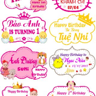 Hình chibi sinh nhật cho bé, baner bảng tên sinh nhật cho bé kích thước 30x40cm chibi bảng tên sinh nhật