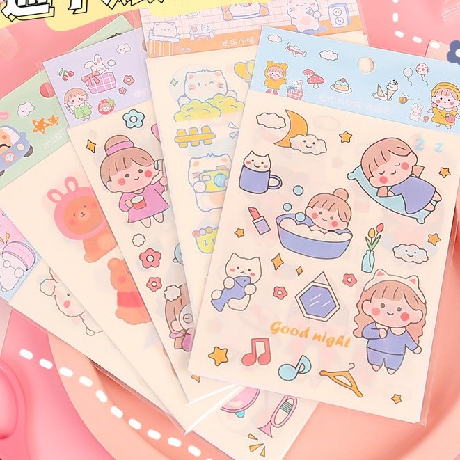 Sticke Hoạt Hình Nhật Bản Dễ Thương. 1 Set 4 MIẾNG &lt; 36 STICKER &gt; Màu Paste