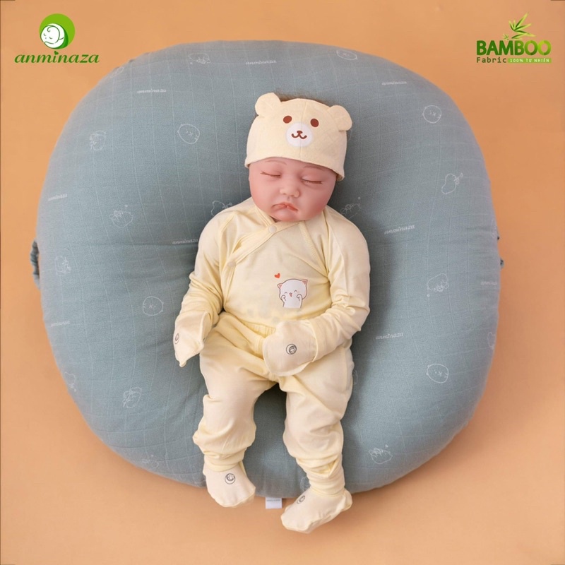 [Anminaza] Bộ quần áo sơ sinh chất liệu sợi tre cho bé trai và bé gái sơ sinh chính hãng mẫu mới
