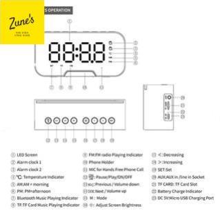Loa bluetooth không dây kiêm đồng hồ báo thức G10 Plus màn hình tráng gương tích hợp đài fm cổng thẻ nhớ và usb