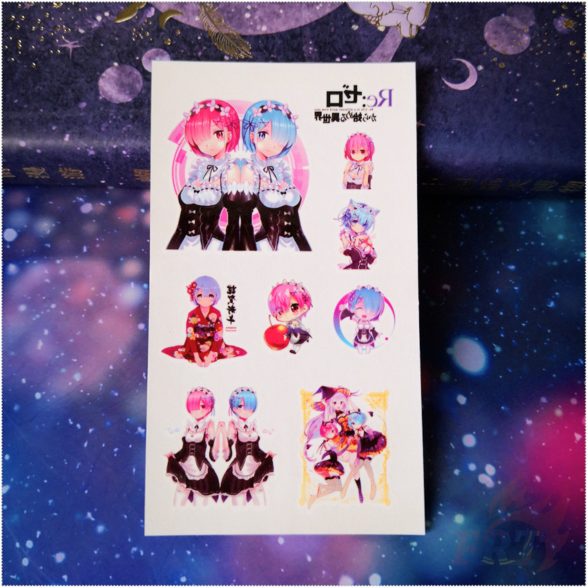 Miếng dán hình xăm tạm thời chống thấm nước họa tiết anime Re: Zero - Ram đáng yêu xinh xắn