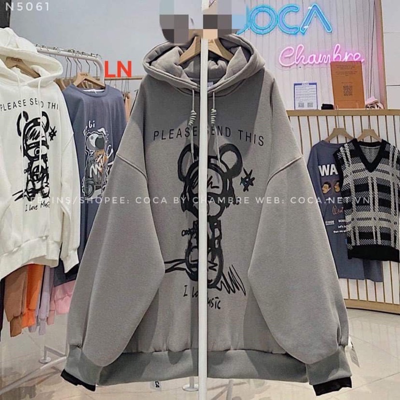 Áo hoodie thỏ bịt mắt LN11