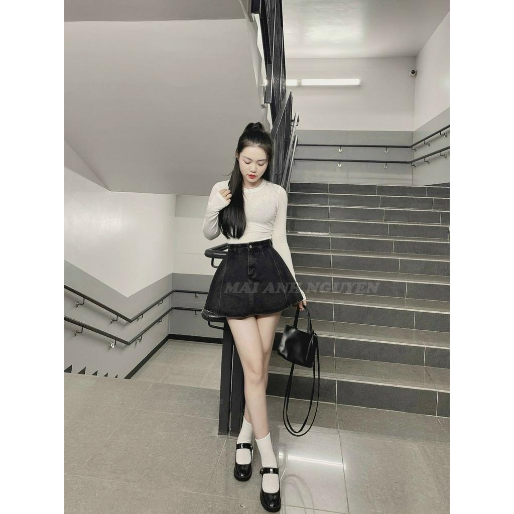 Chân váy jeans bò xòe ngắn 2 lớp M3380