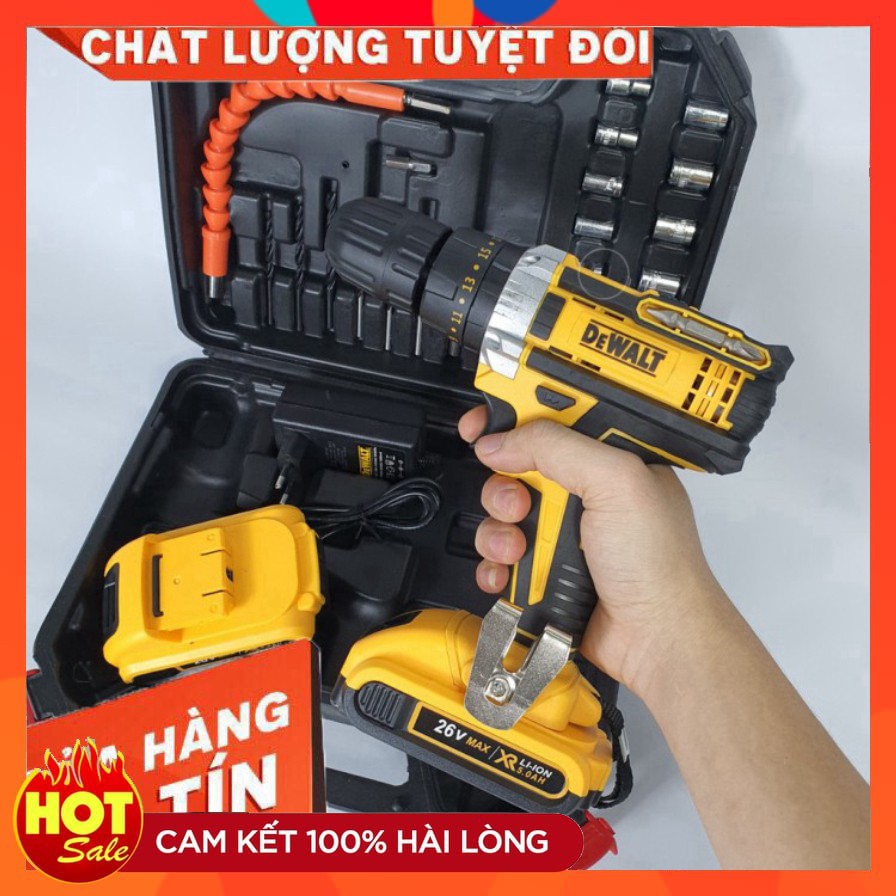 [chính hãng] Máy khoan pin Dewalt 26V 3 Chức Năng Máy 2 PIN kèm 24 Phụ Kiện [cam kết chất lượng]